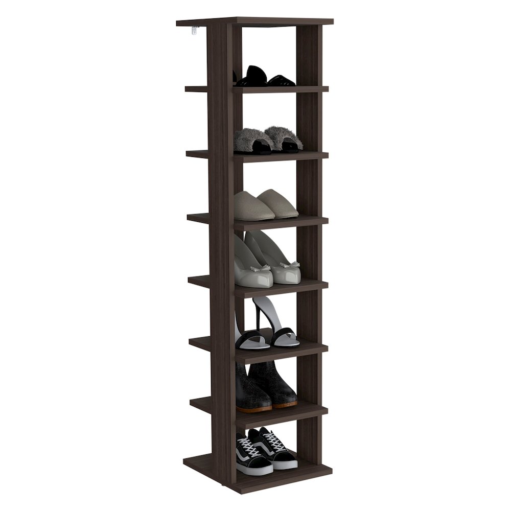 Glacier Shoe Rack, 7 Shelves, Gray Walnut. Picture 3