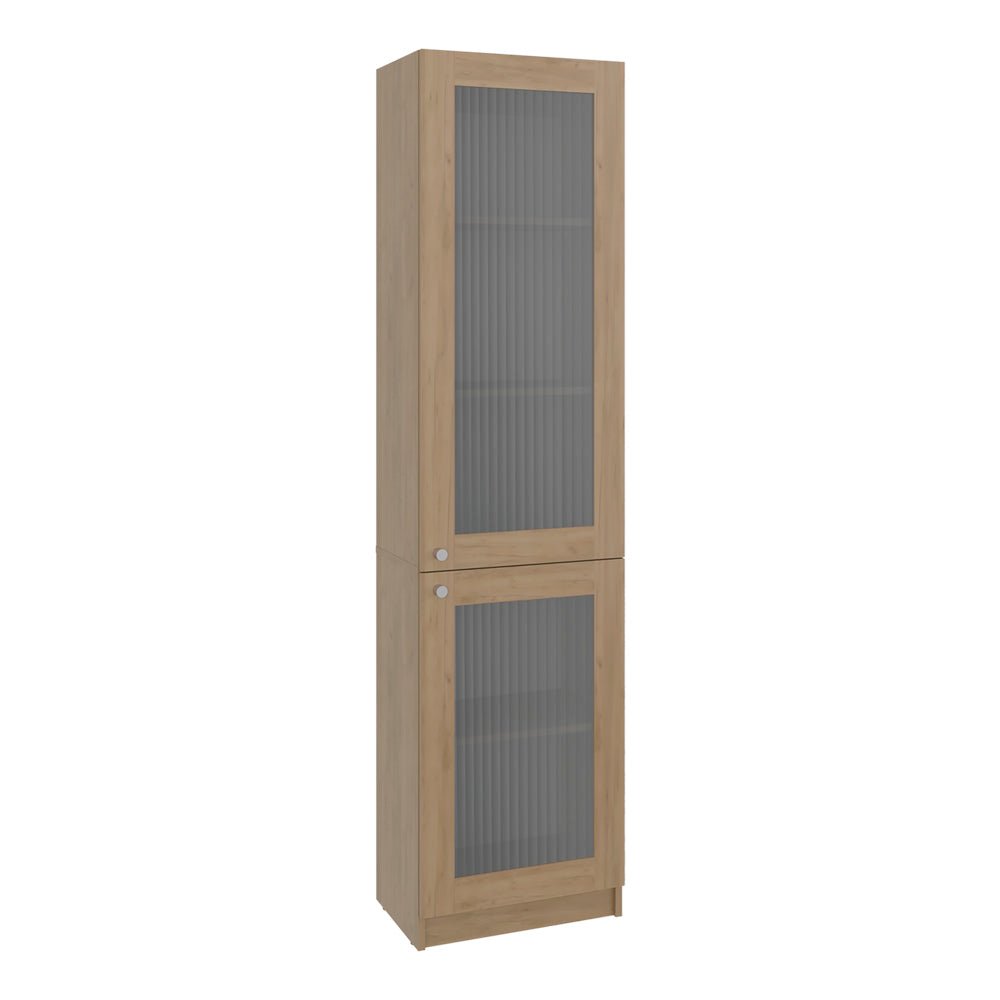 Tall Bookcase 71" H with 2 Fluted Panel Doors, Five Interior Shelves, Oak. Picture 7