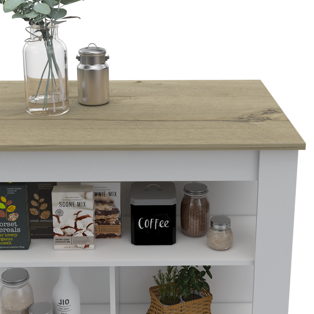 Antibacterial Delos Kitchen Island White-Light Oak. Picture 6