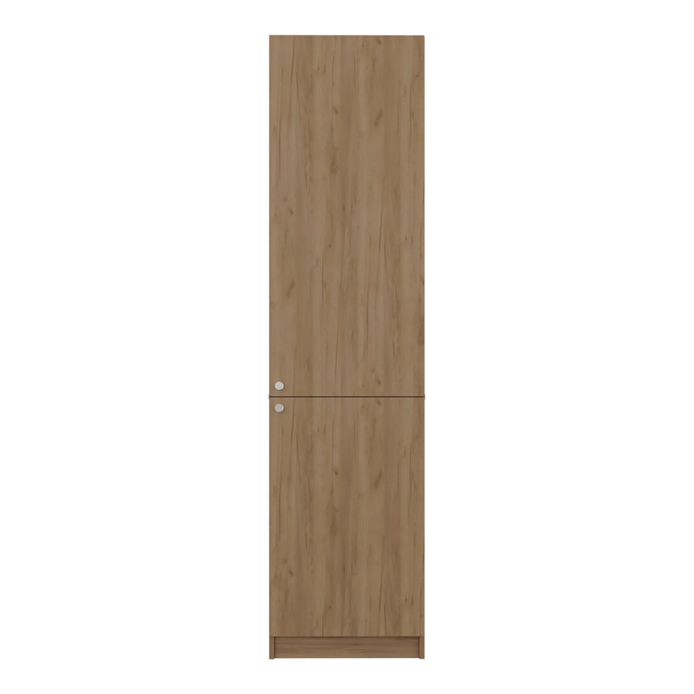 Butte Tall Bookcase 71" H with 2 Doors, Five Interior Shelves, Natural Oak/White. Picture 3