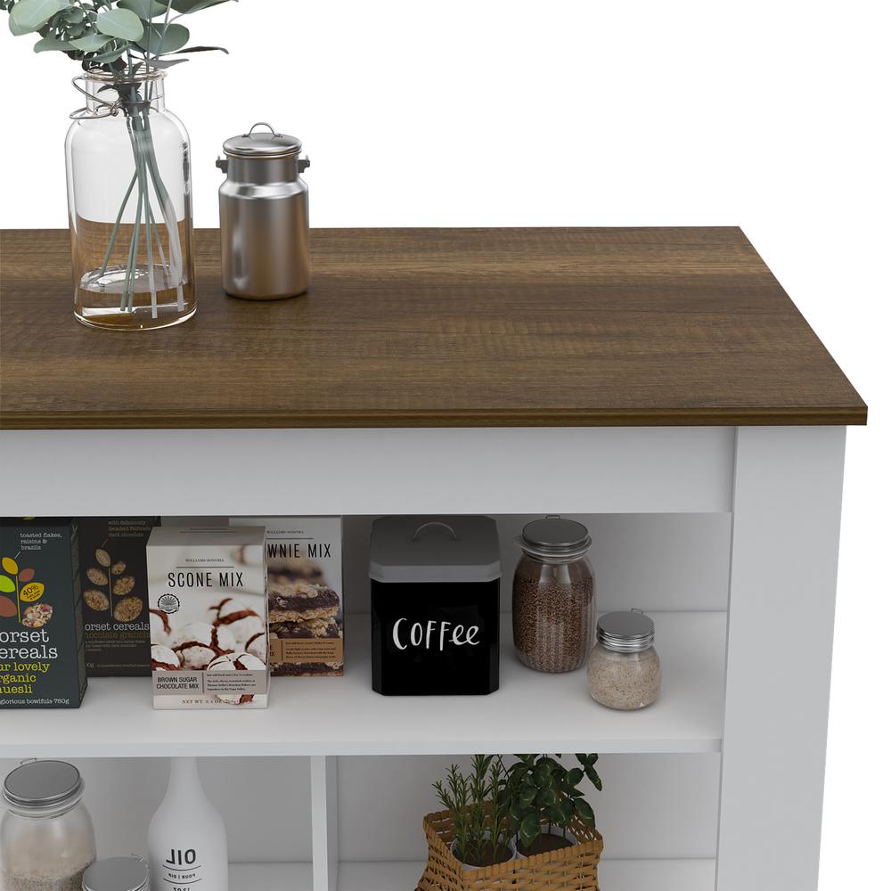 Delos Kitchen Island White - Walnut. Picture 4