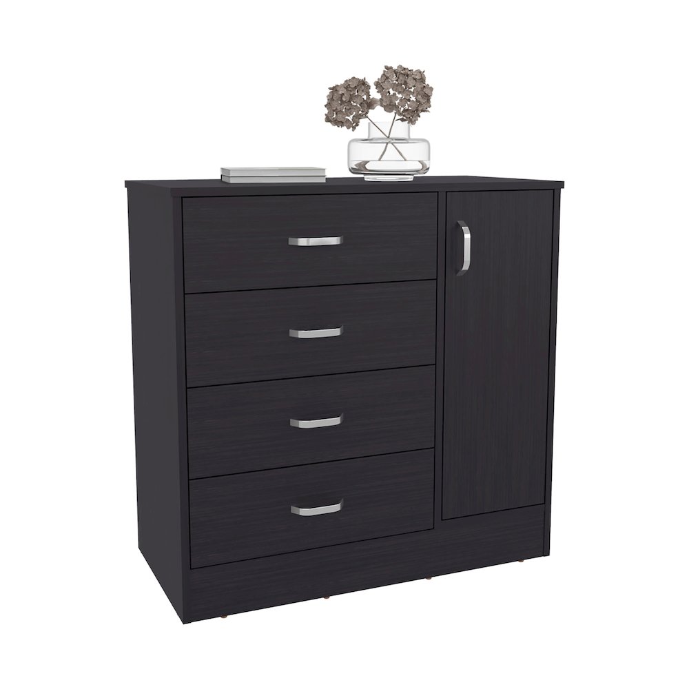 Bourg Dresser, 1 Door, 4 Drawers, 2 Shelves, Black Wengue. Picture 3