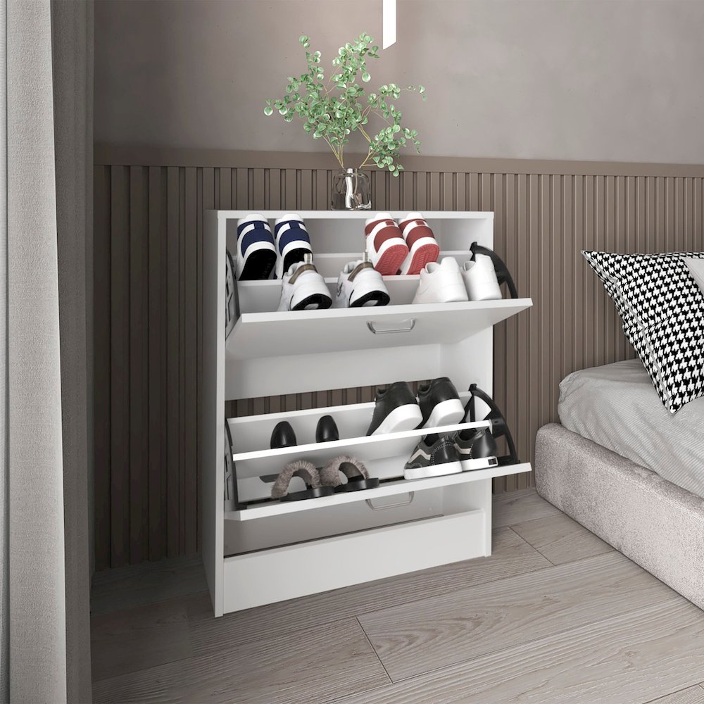 Entiat Shoe Rack, 2 Doors, White. Picture 4