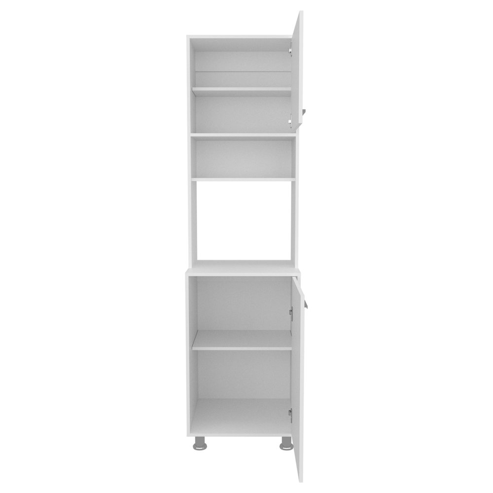 Posen Kitchen Pantry, 2 Doors, 4 Legs, 5 Shelves, White. Picture 2