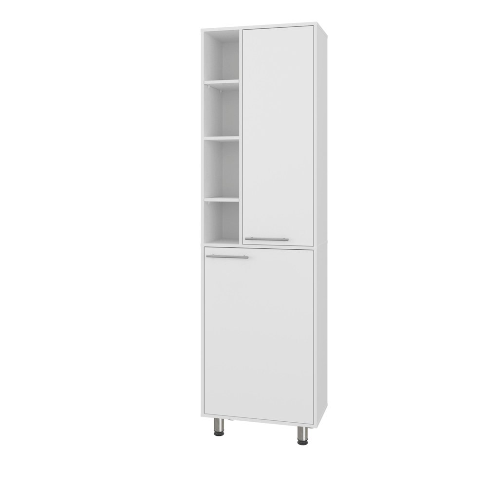 Enetai Kitchen Pantry, 2 Doors, 9 Shelves, 4 Legs, White. Picture 1