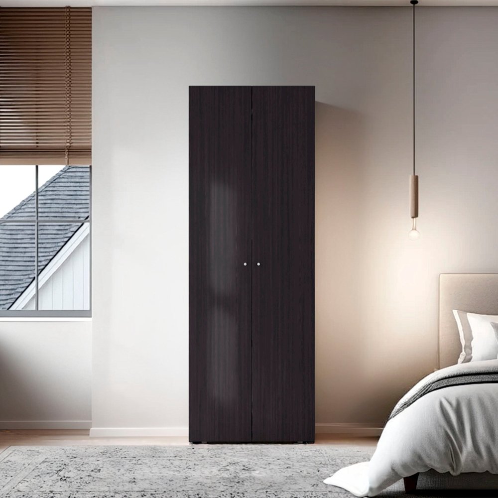 Lisle Armoire, 2 Doors, 2 Shelves, Black Wengue. Picture 4