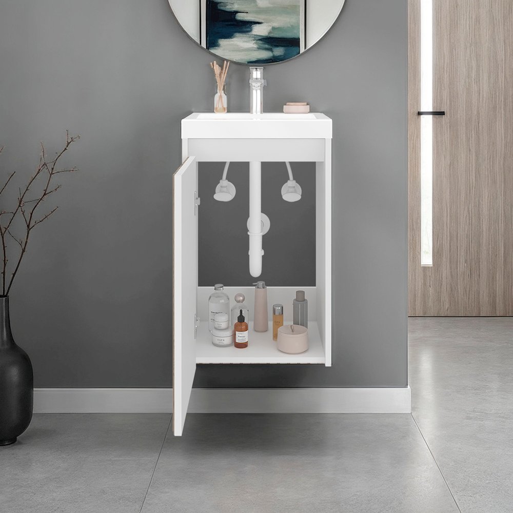 Homer Floor Bathroom 32" H, One Door and Two Interior Shelve, White. Picture 2