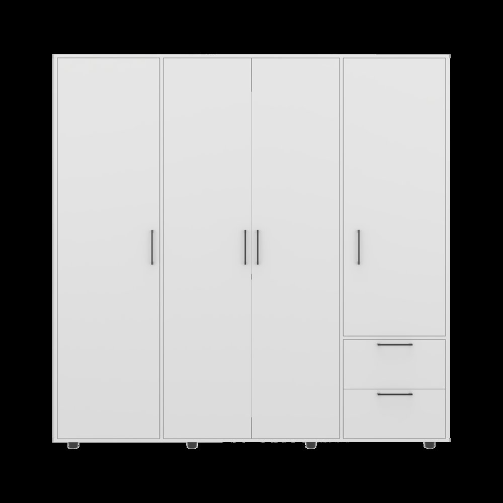 Beluga Armoire 4 Doors, 4 Shelves, 2 Drawers, White. Picture 3