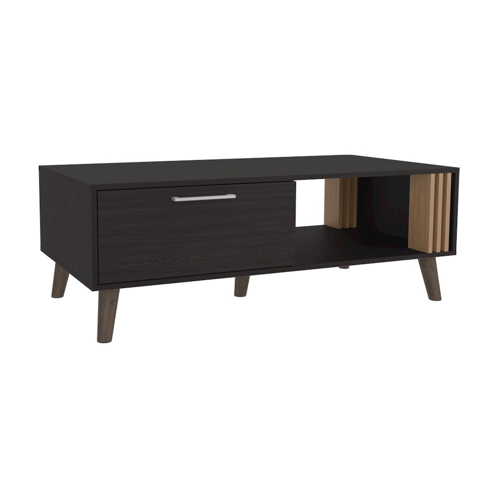 Lenoir Coffee Table, 1 Door, 1 Shelf, Black / Natural Oak. Picture 3