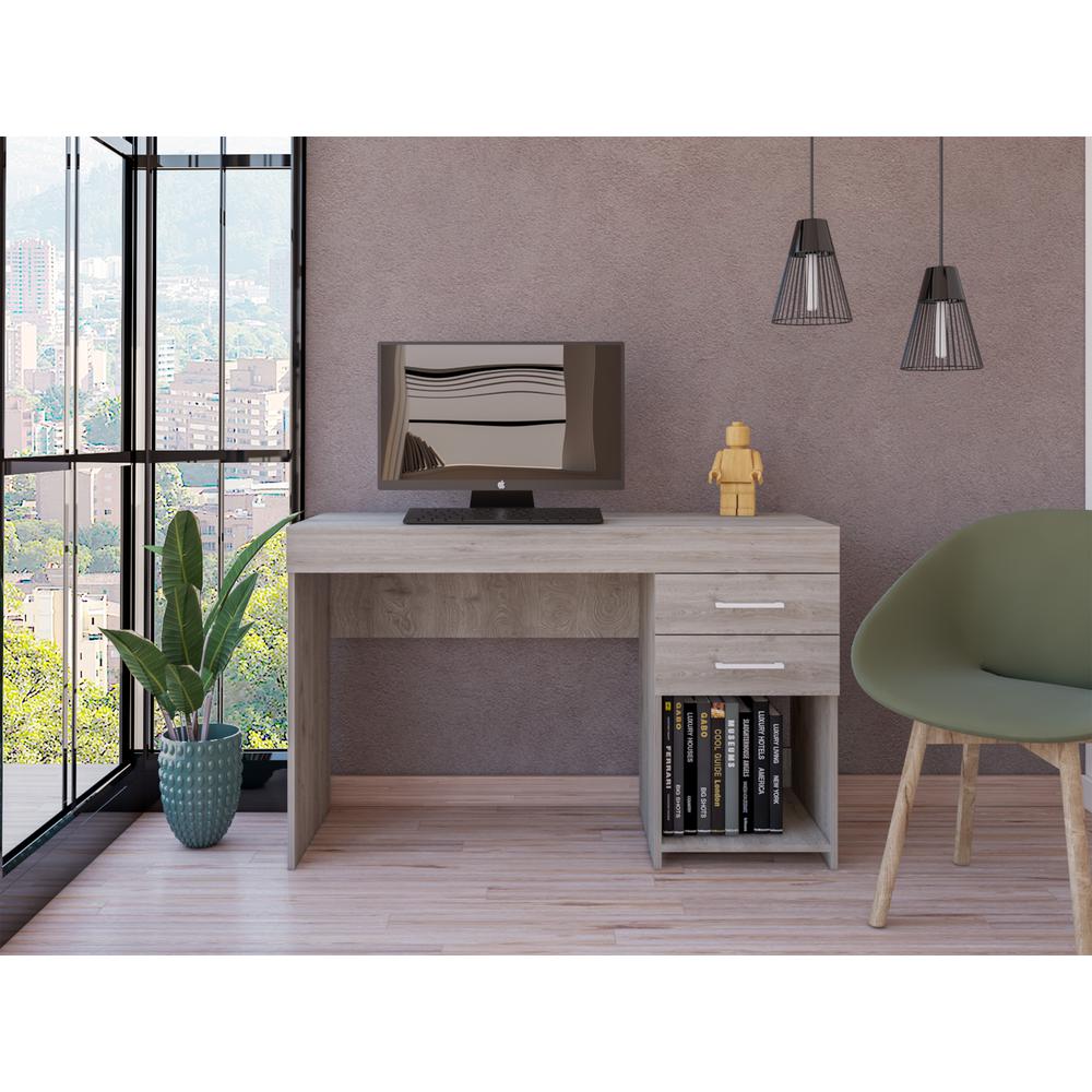 Maui 2 Drawers Computer Desk Light Grey. Picture 7