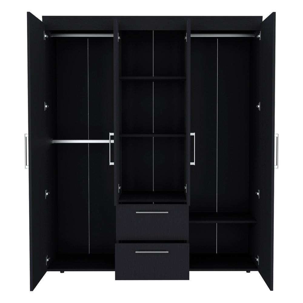 Valier Wardrobe, Deluxe Armoire with Multiple Storage Options and Metal Accents. Picture 2