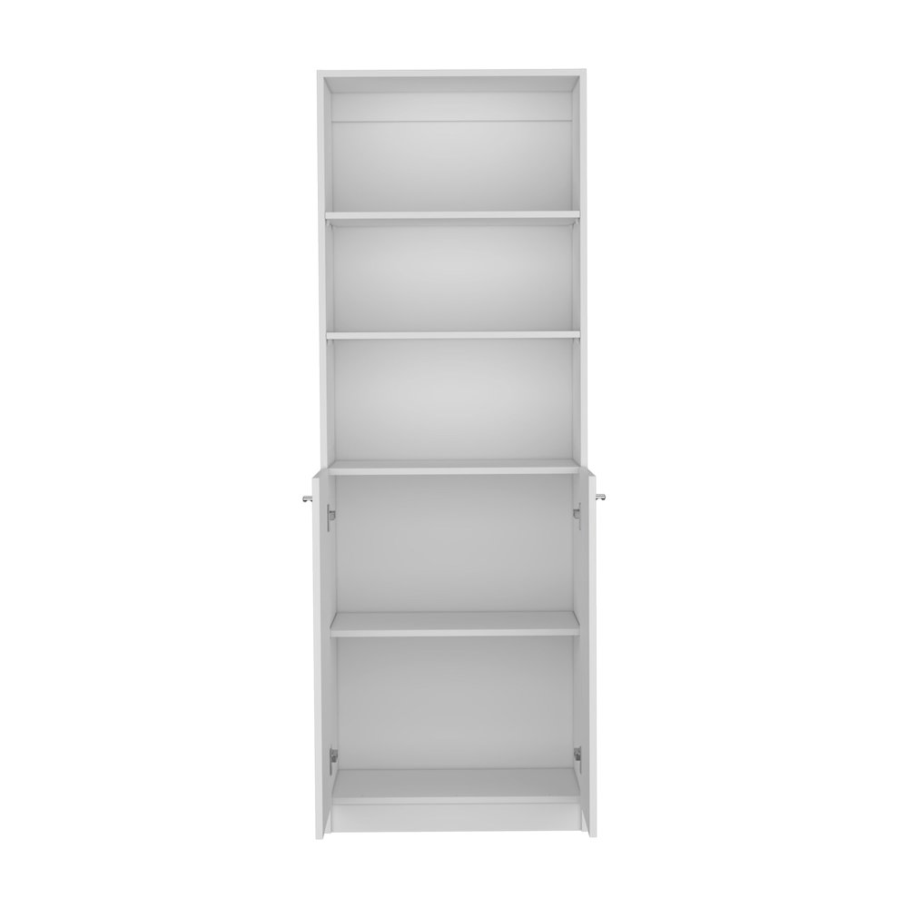 Vinton 2-Door Bookcase with Upper Shelves, White -Office. Picture 1