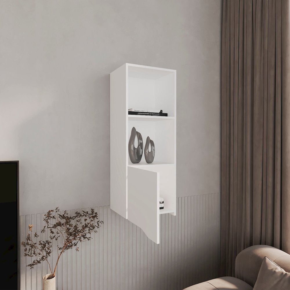 Salem Wall Cabinet with 1 Door and 3 Shelves, White. Picture 7