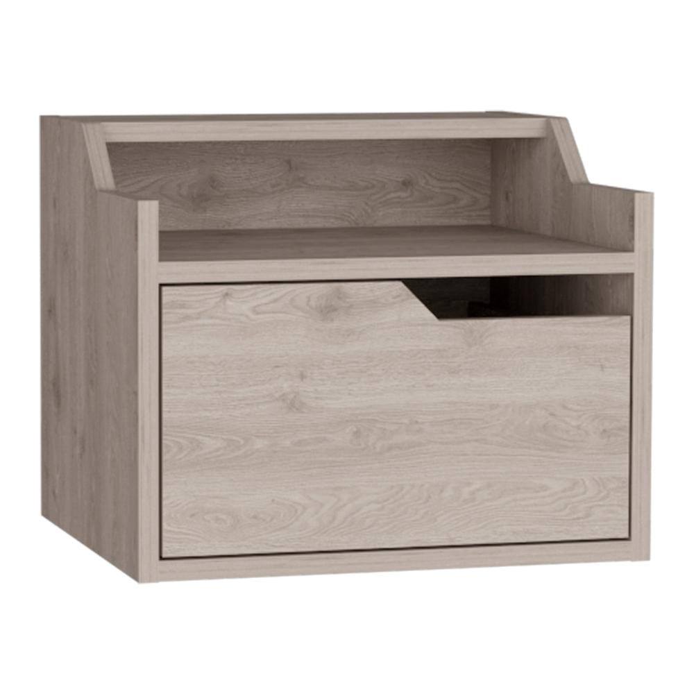 Floating Nightstand, Modern Dual-Tier Design with Spacious Single Drawer Storage. Picture 1