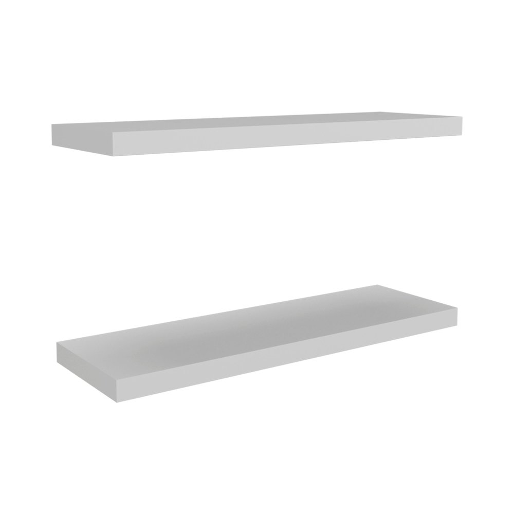 Belville Floating Shelves, 2 Shelves, 1.50" H, White. Picture 1