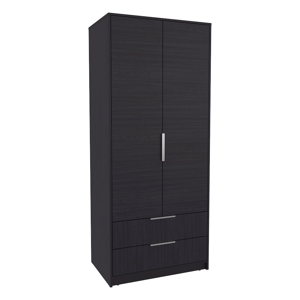 Odon Armoire, 2 Doors, 2 Drawers, Black Wengue. Picture 1