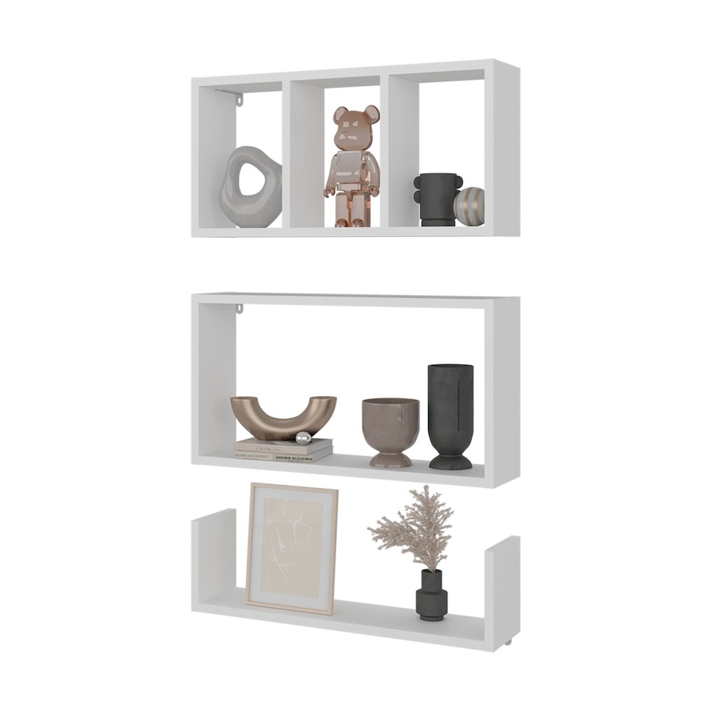 Dennard Wall Shelves, 3 Shelves, White. Picture 6