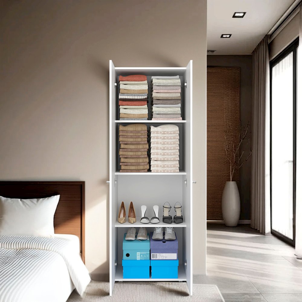 Ghent Armoire, 2 Doors, 4 Shelves, White. Picture 5