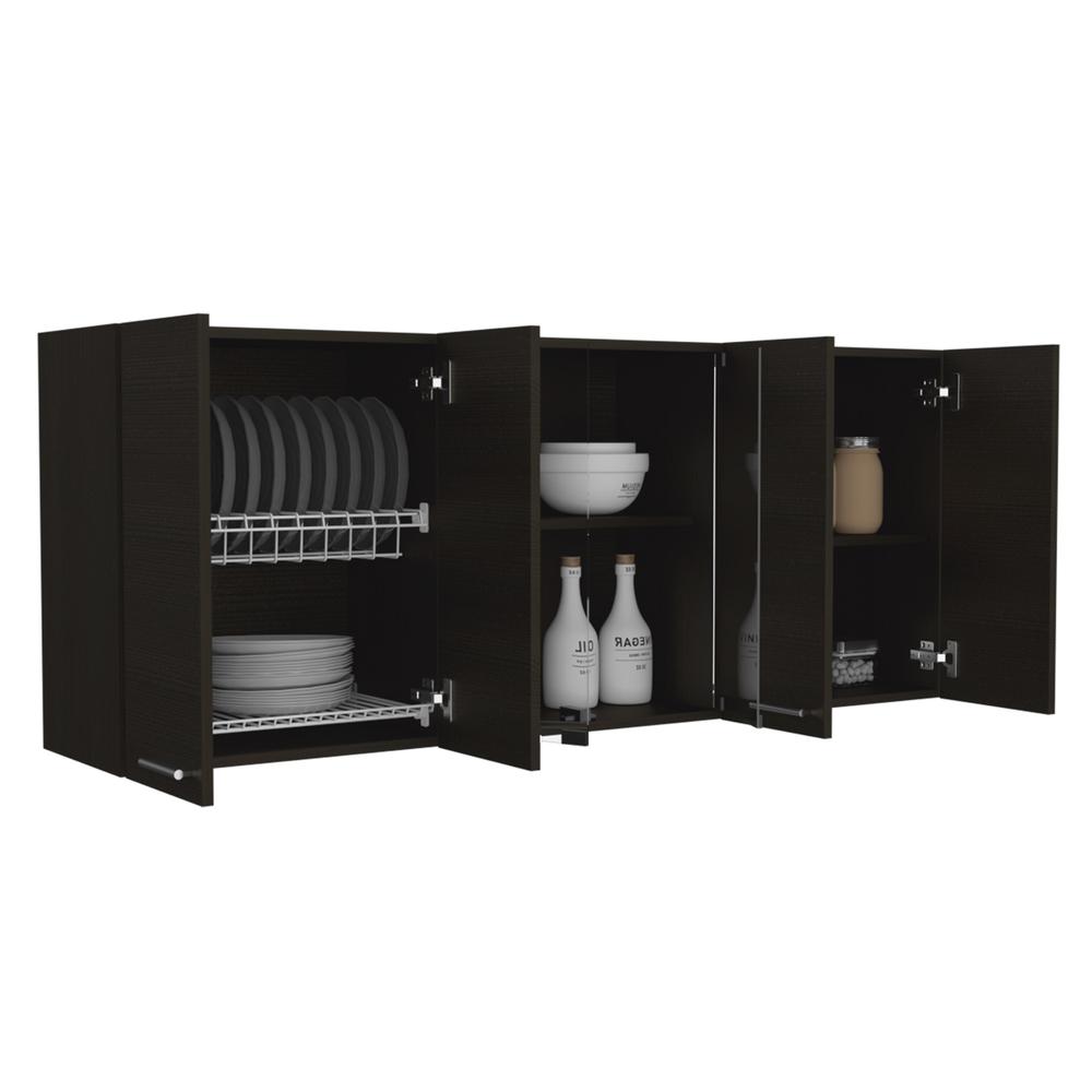 Olimpo 150 Wall Cabinet With Glass In Black. Picture 4