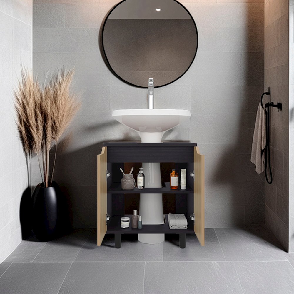 Castalia Under Sink Storage, Natural Oak / Black Wengue. Picture 5