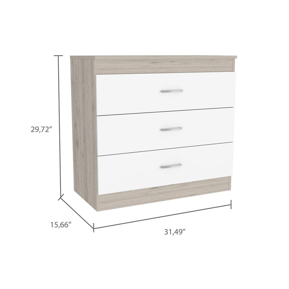 Zurich Three-Drawers Dresser-Light Grey/White. Picture 8