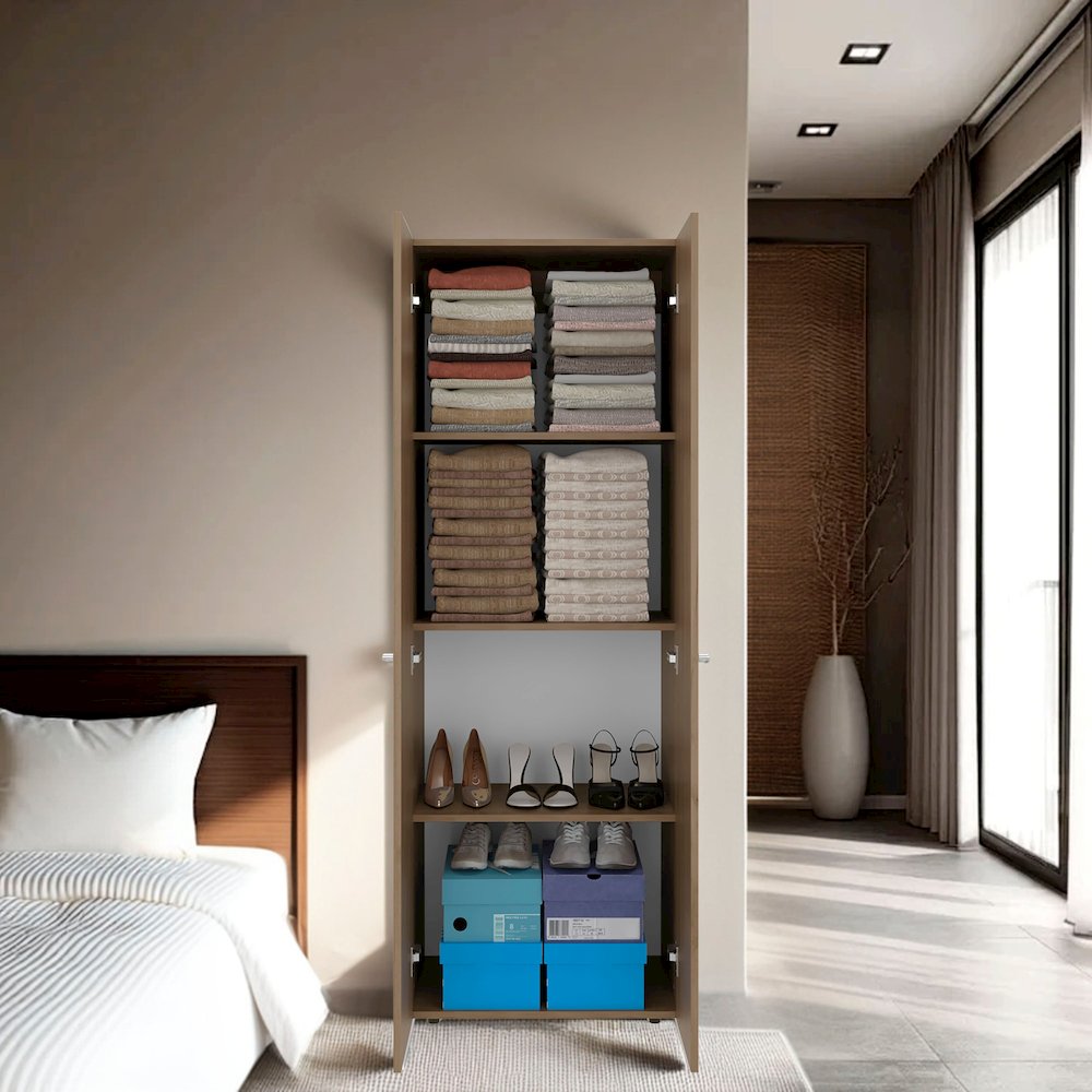 Ghent Armoire, 2 Doors, 4 Shelves, Natural Oak  / White. Picture 5
