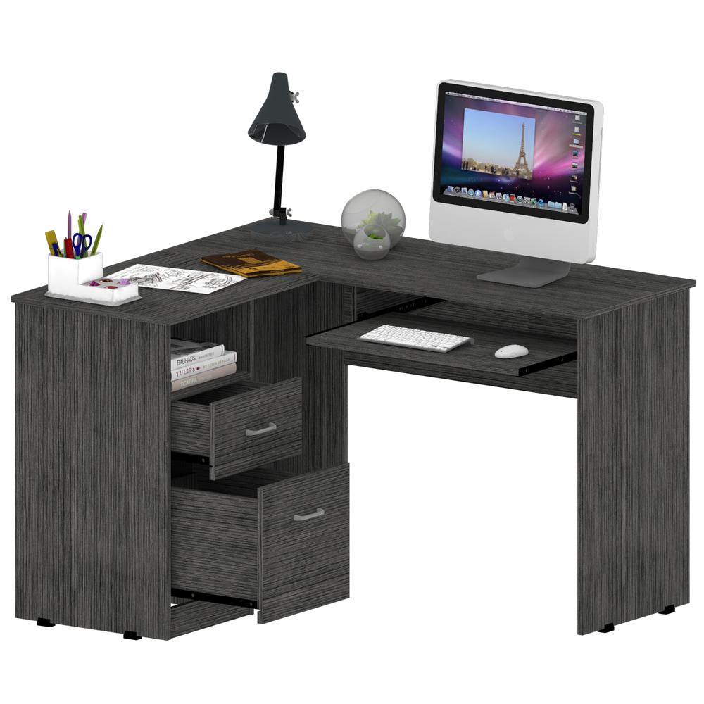 Idra L-Shaped Desk Grey Oak. Picture 3