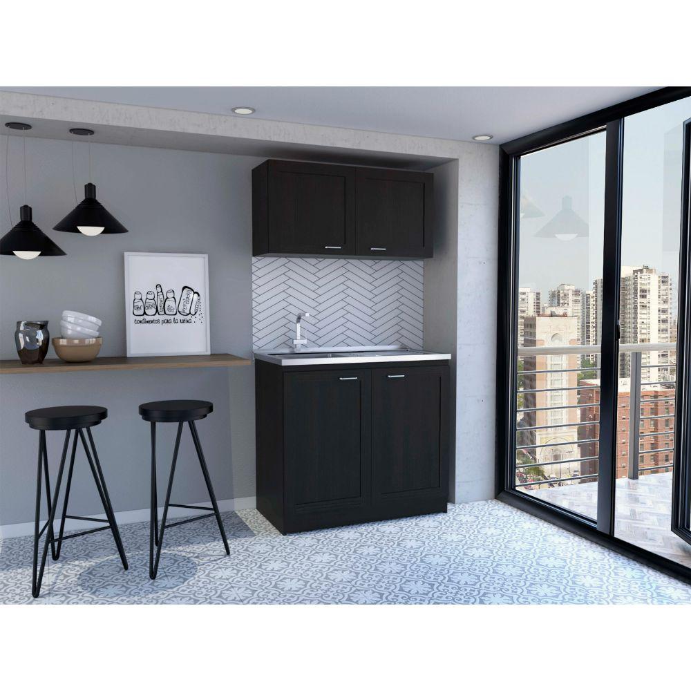 DEPOT E-SHOP Agate Cabinet Set, Two Parts Set, Countertop-Black, For Kitchen. Picture 2