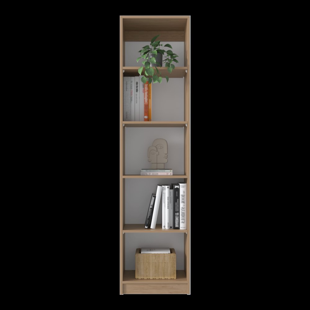 Vinton XS Bookcase Compact Bookshelf with Multiple Shelves, Natural Oak / White. Picture 6