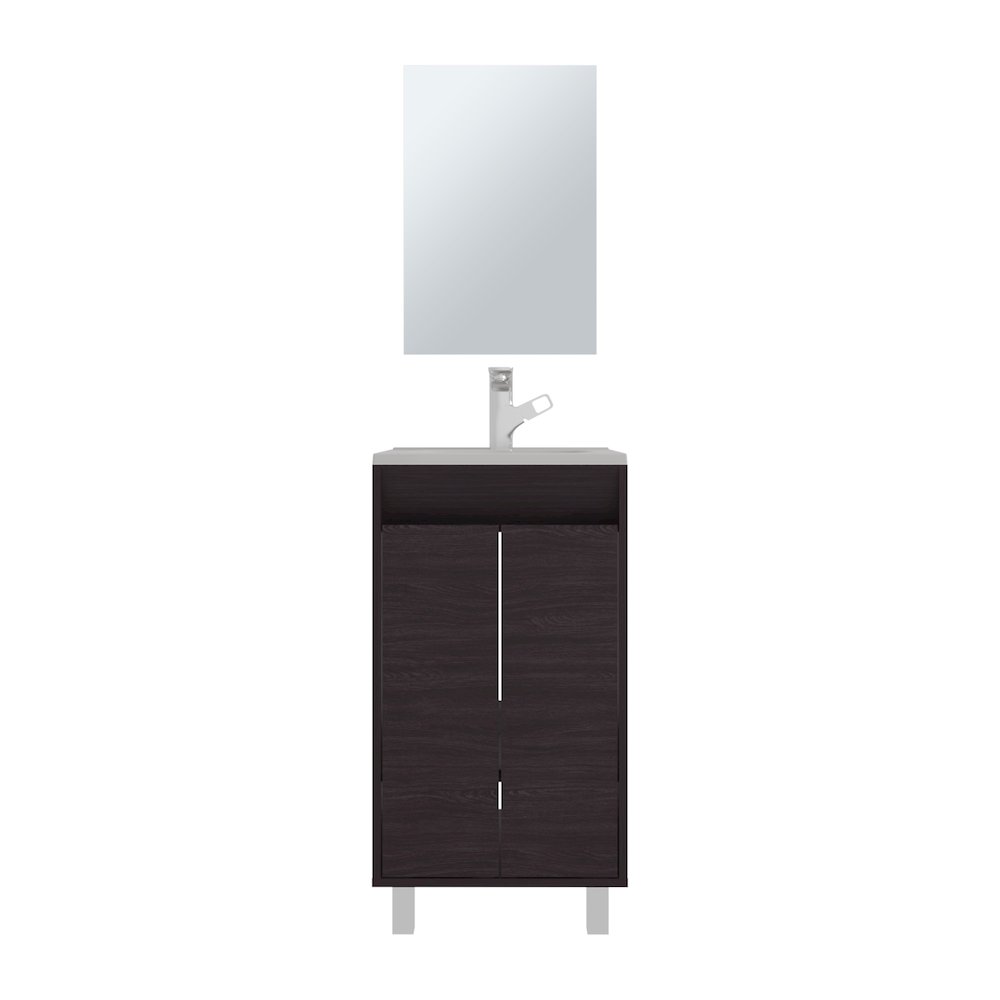 Ingold Bathroom Set, Cabinet with Sink, 2 Doors, 4 Legs, 2 Shelves, 1 Mirror. Picture 1