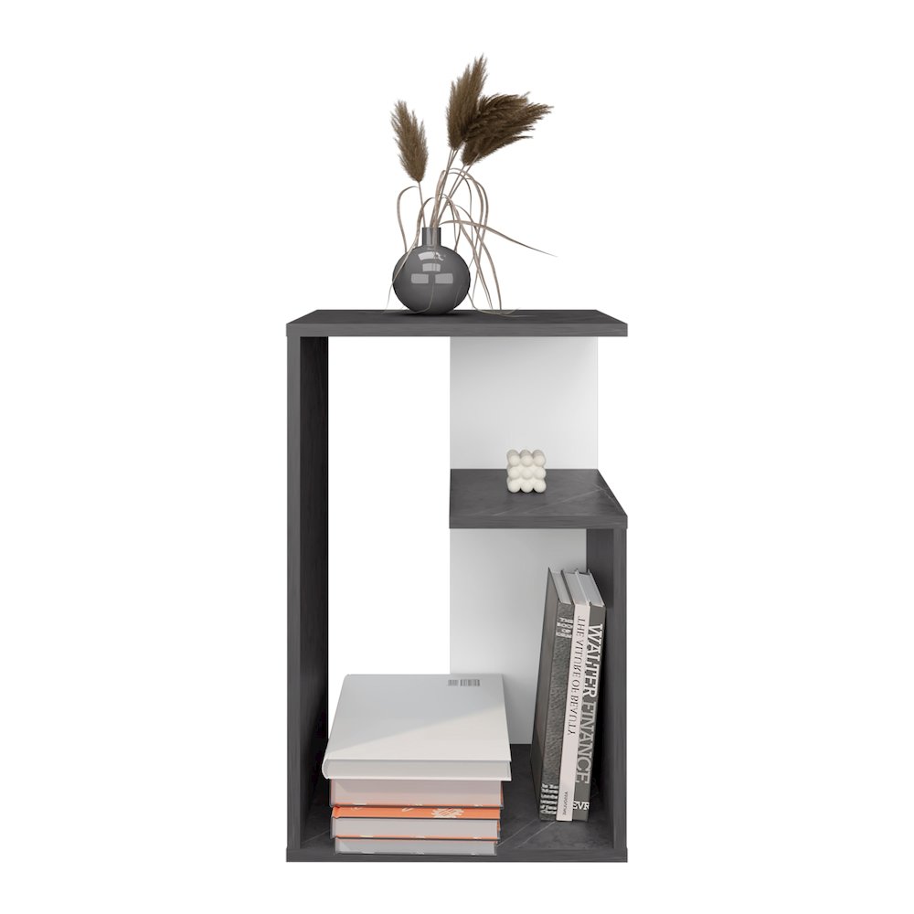 Stebbins Side Table, 2 Shelves, Onyx / White. Picture 1