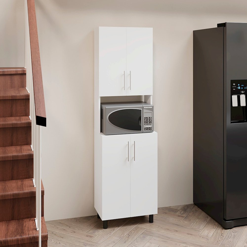 Olivet Kitchen Pantry, 4 Doors, 4 Shelves, White. Picture 6