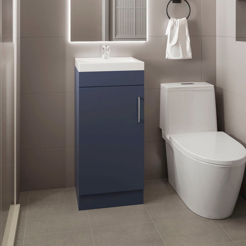 Reyno Vanity, 1 Door, 1 Shelf, Alby Blue. Picture 4
