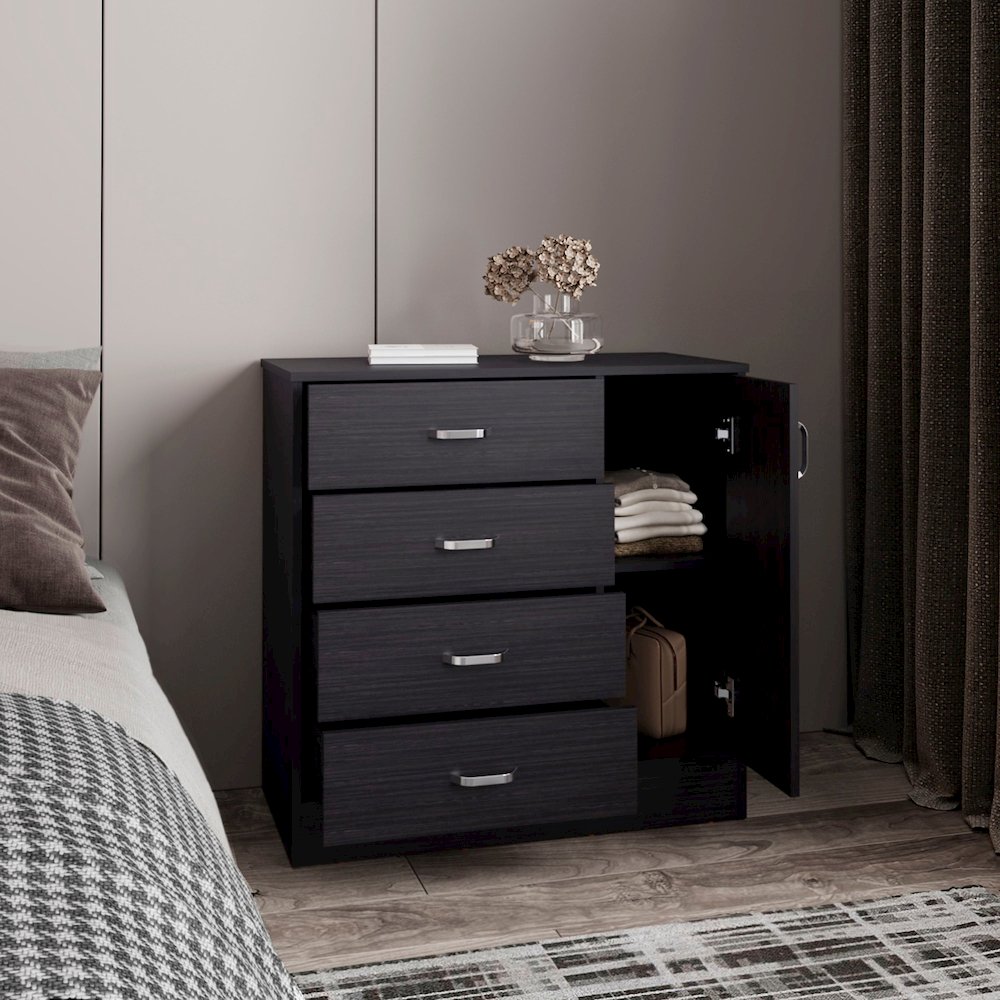 Bourg Dresser, 1 Door, 4 Drawers, 2 Shelves, Black Wengue. Picture 5