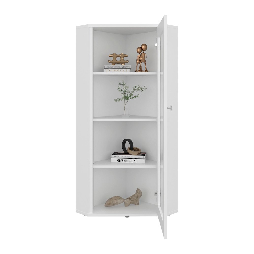 Ruffin Display Cabinet, 1 Door, 4 Shelves, White. Picture 7