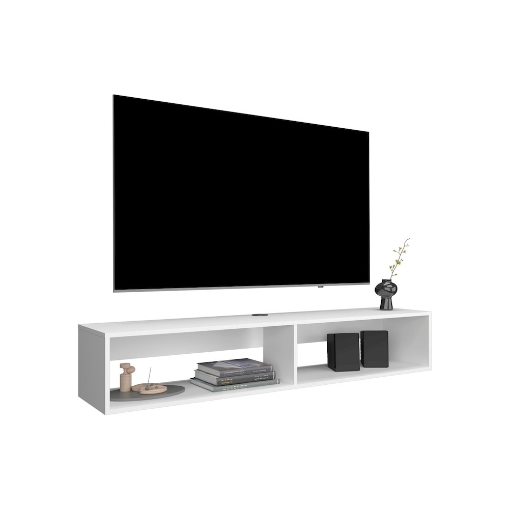 Lakes TV Stand with 2 Shelves, White. Picture 1