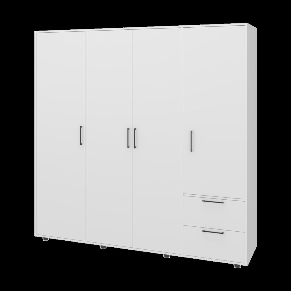 Beluga Armoire 4 Doors, 4 Shelves, 2 Drawers, White. Picture 7