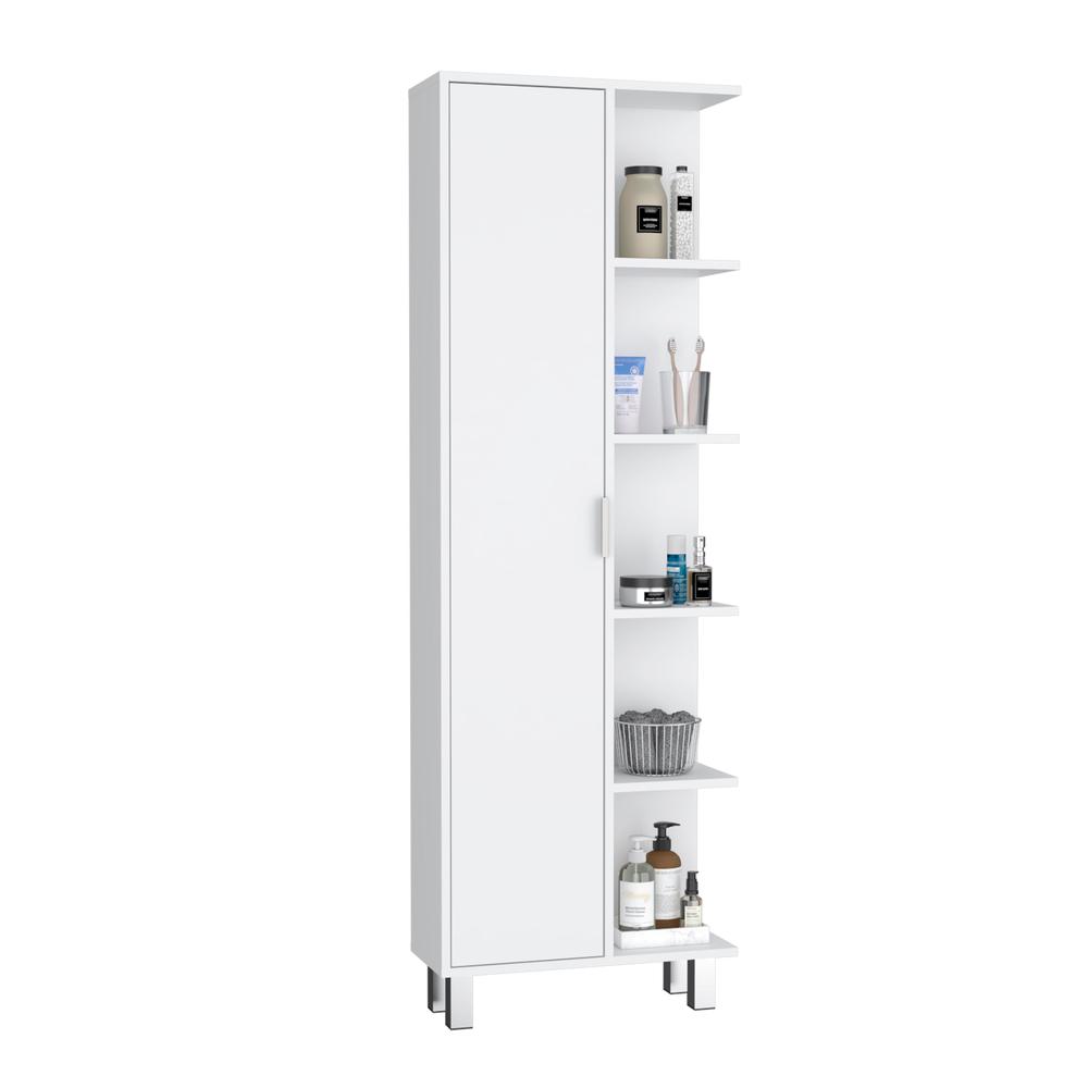 Keller 63" H Linen Cabinet, with 1 door and 9 shelves, White. Picture 4