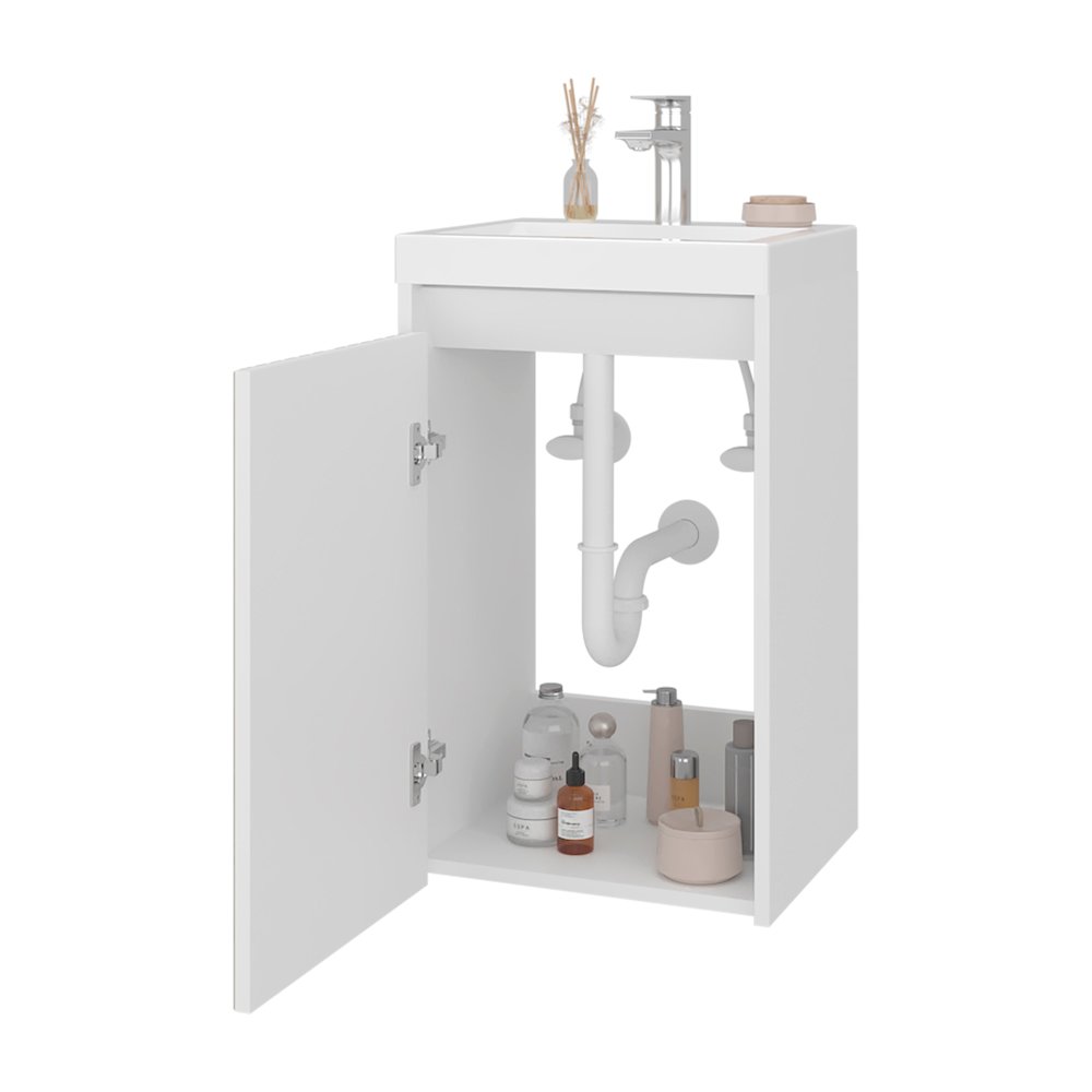 Homer Floor Bathroom 32" H, One Door and Two Interior Shelve, White. Picture 7