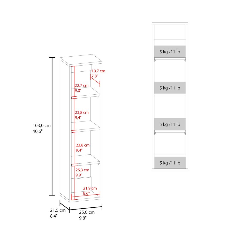 Cale Wall Cabinet, 4 Shelves, White. Picture 3