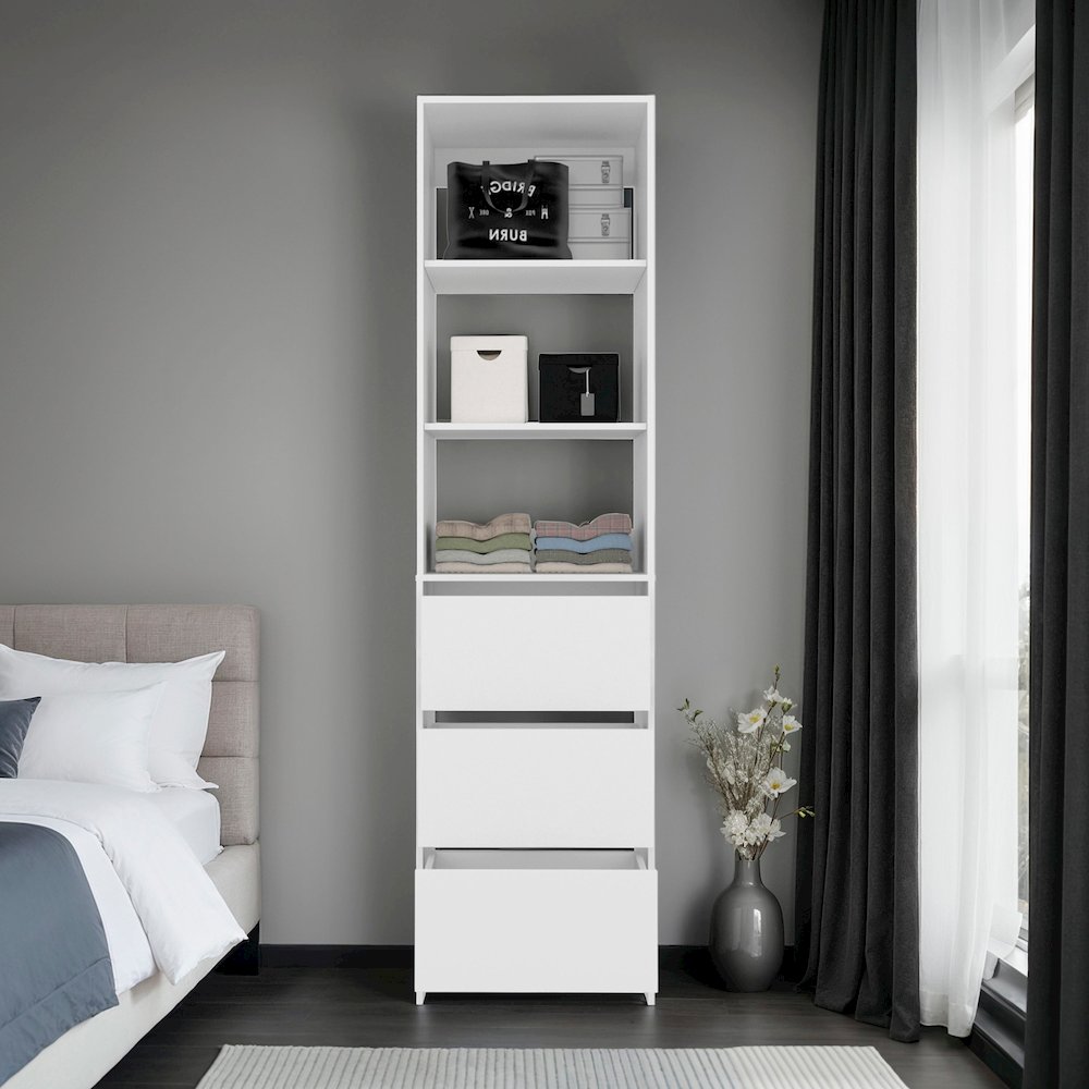 Erie Closet, 3 Drawers, 3 Shelves, White. Picture 2