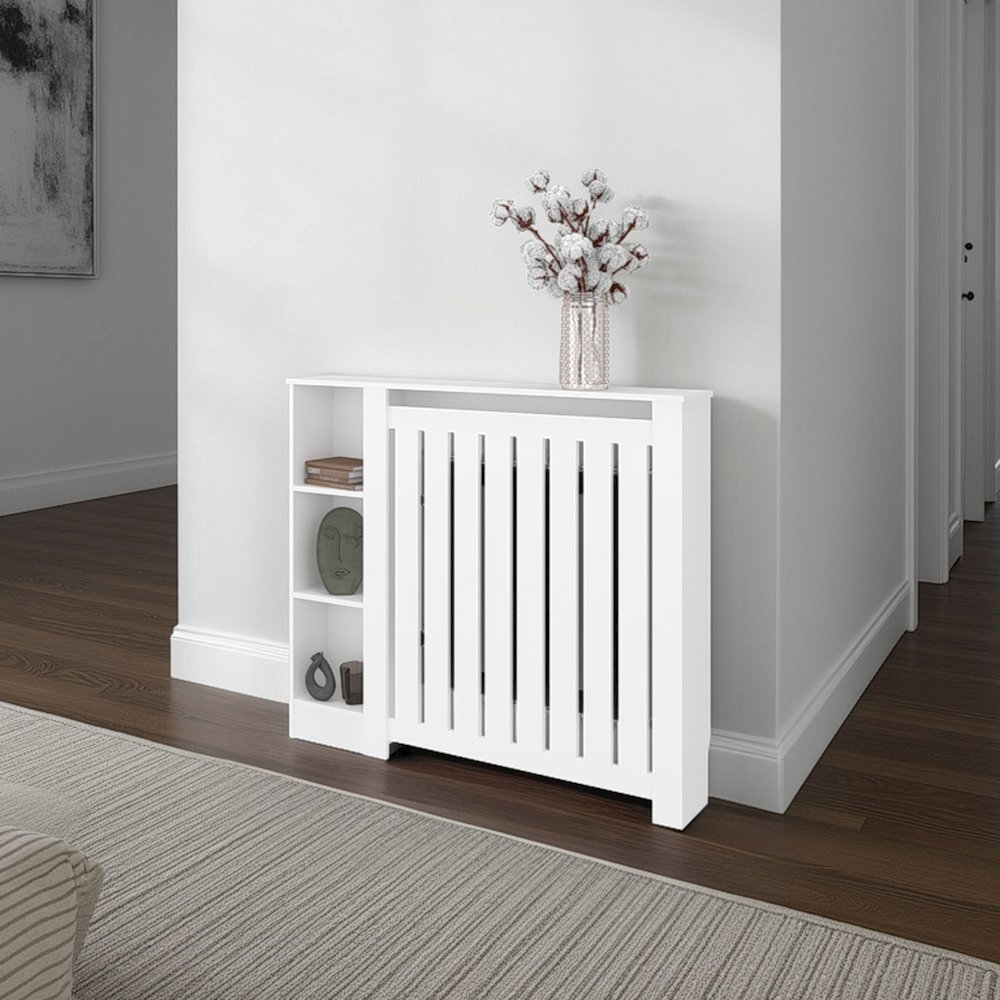 Jesup Radiator Cover Cabinet, 3 Shelves, White. Picture 4