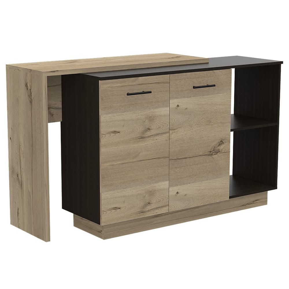 Creta Kitchen Island Black/ Light Oak. Picture 1