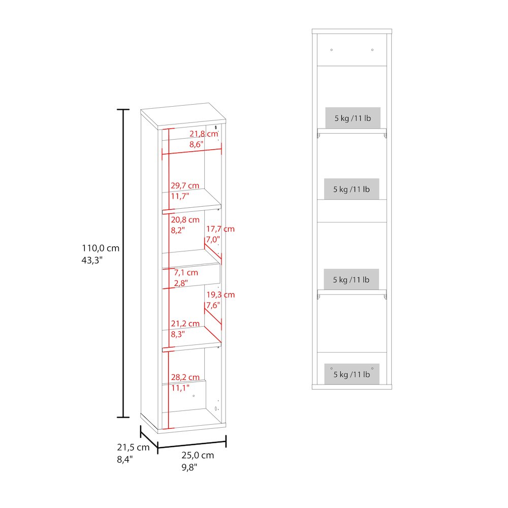 Burgaw Bathroom Cabinet, 2 Doors, 4 Shelves, White. Picture 6