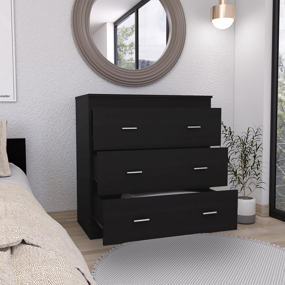Capri Three Drawer Dresser-Black. Picture 3