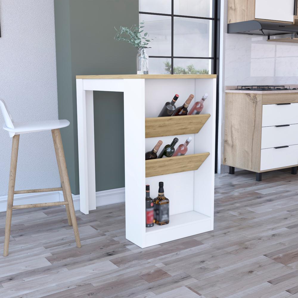 DEPOT E-SHOP Kenton Kitchen Island with 2 Bottle Organizer and Shelf. Picture 5