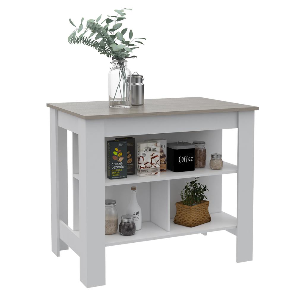 Antibacterial Delos Kitchen Island White-Light Grey. Picture 3