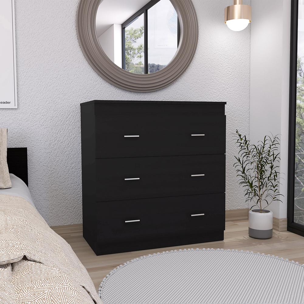Capri Three Drawer Dresser-Black. Picture 2