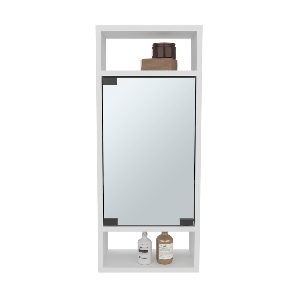 Sayre Medicine Cabinet, 1 Door, 5 Shelves, 1 Mirror, White. Picture 1
