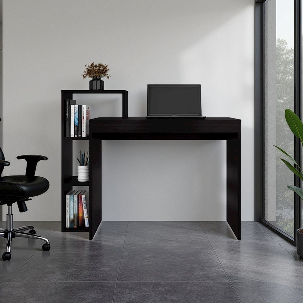 Venetie Desk, 3 Shelves, Black Wengue. Picture 1